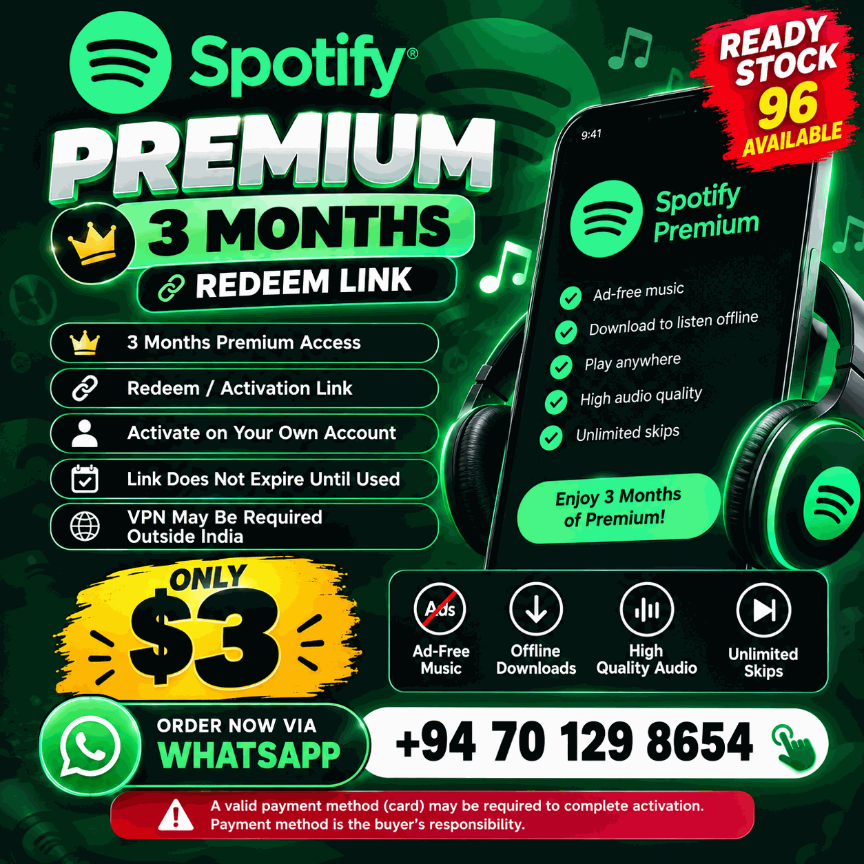 🎵 Spotify Premium 3 Months – Redeem Link | Only $3